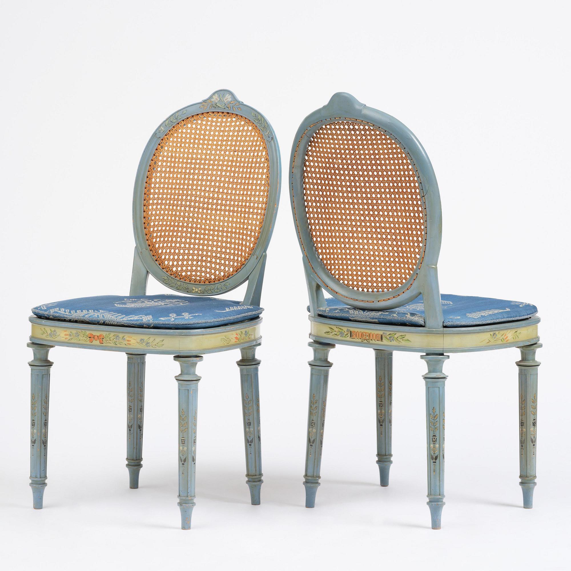 Carl Malmsten, a set of six Swedish Grace chairs, cabinetmaker Albin Johansson, Stockholm, for Villa Kvikkjokk, 1927.