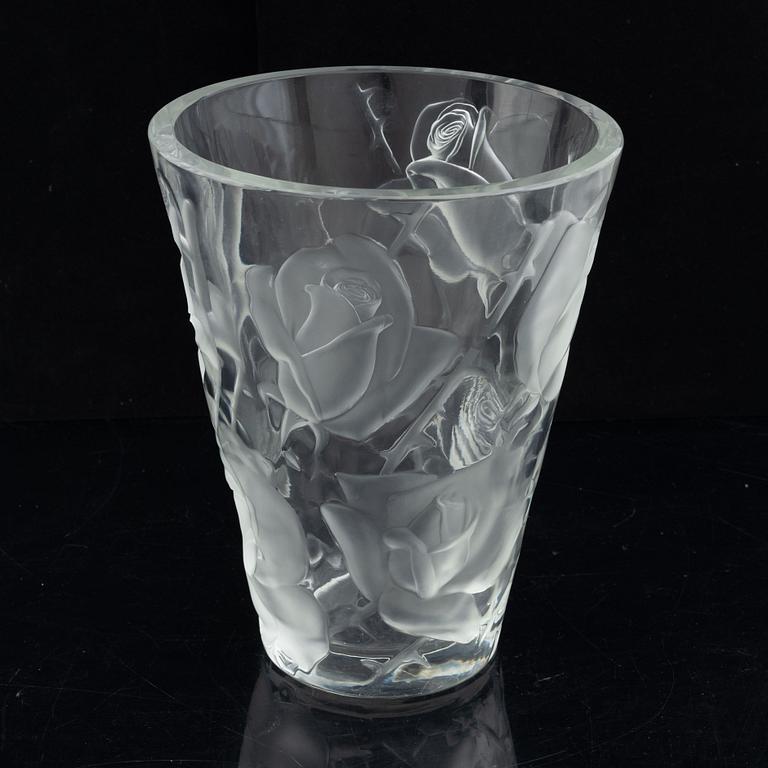 Lalique, an "Ispahan Rose" glass vase, France.