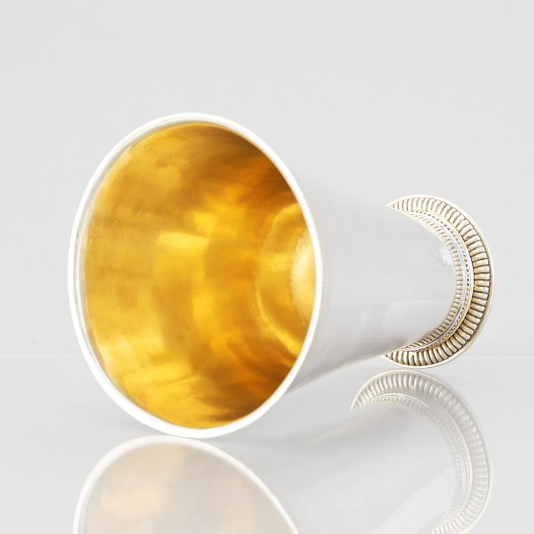 A Swedish 18th Century parcel-gilt silver beaker, mark of Gustaf Stafhell, Stockholm 1742.