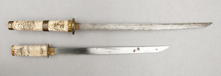 SVÄRD, 2 st, orientaliska, 1800-/1900-tal.