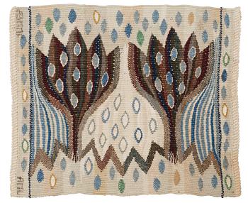 829. TEXTILE. "Blå crocus". Tapestry variant. 34 x 41 cm. Signed AB MMF AML.