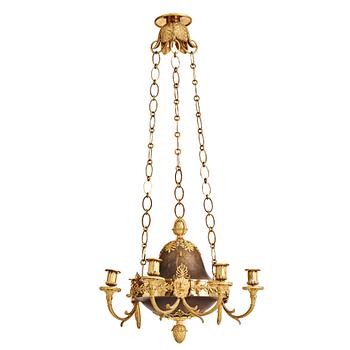 68. A Swedish Empire 19th century six-light hanging-lamp.