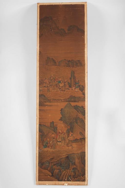 Paintings, 8 parts, depicting the eight immortals crossing the sea, late Qing Dynasty, 19th Century.