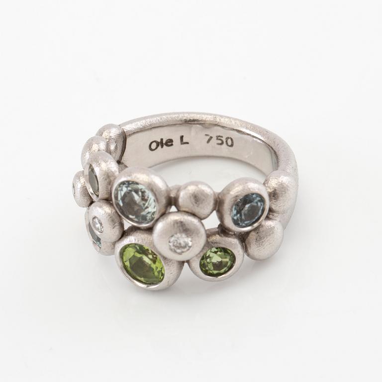 Ole Lynggaard, ring "Bubble/Bubbles" 18K white gold, diamonds and coloured gemstones, design Charlotte Lynggaard.
