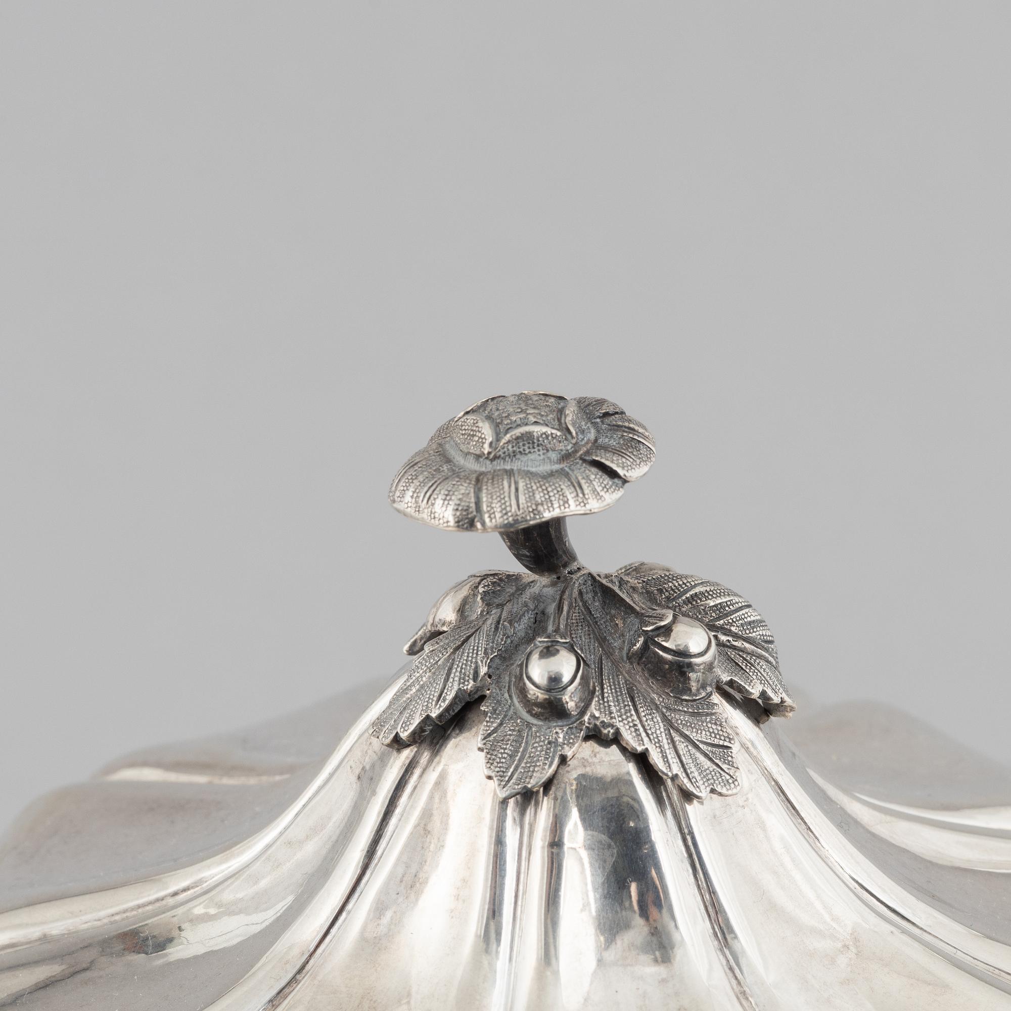 A Swedish silver sugarbowl with cover, marks of Carl Nyström, Stockholm 1845.