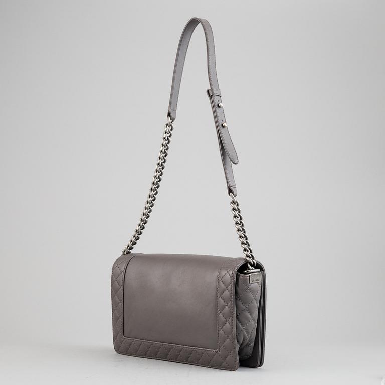 Chanel, a grey leather 'Large Boy Bag', 2014.