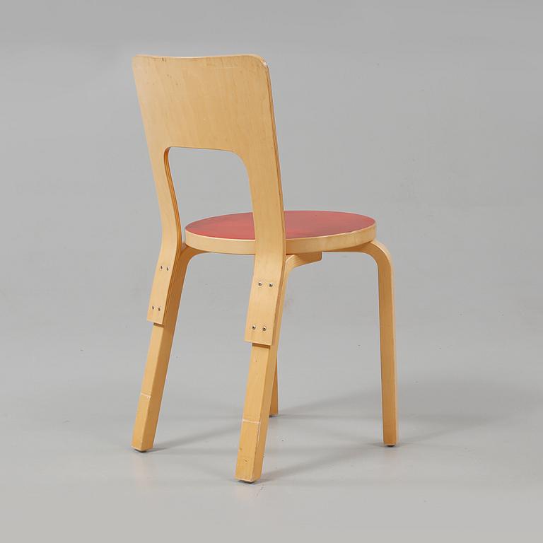 STOLAR, 4 st, modell 66, Alvar Aalto, Artek, 1900-talets mitt.
