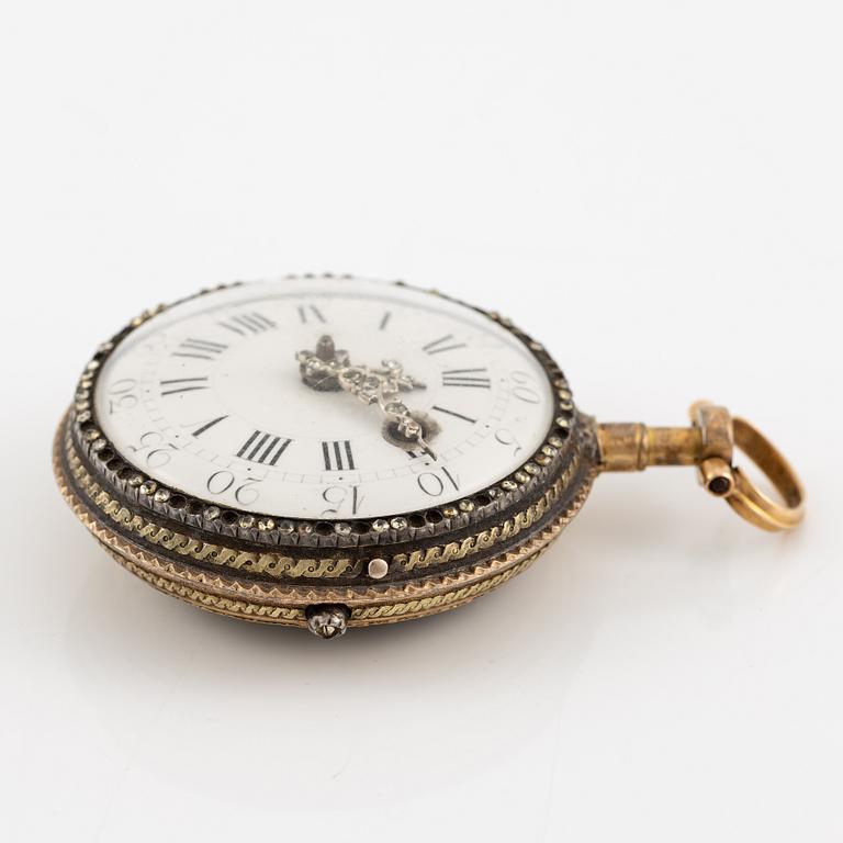 A gold and diamond pocket watch by Charles Le Roy (watchmaker in Paris 1733-71).