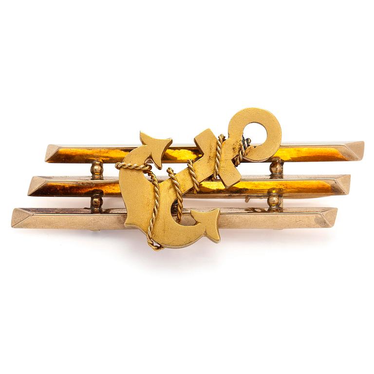 Brooch, 14K (56) gold, Moscow, second half of the 19th century.