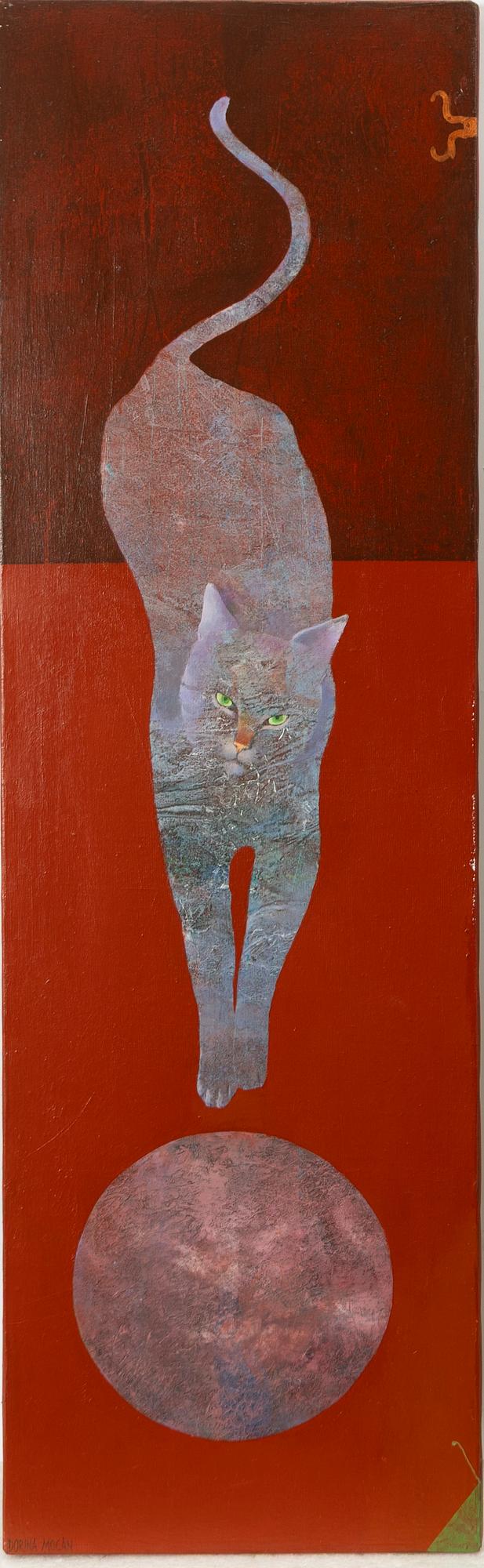 Dorina Mocan, Cat, Woman and Canary (diptych).
