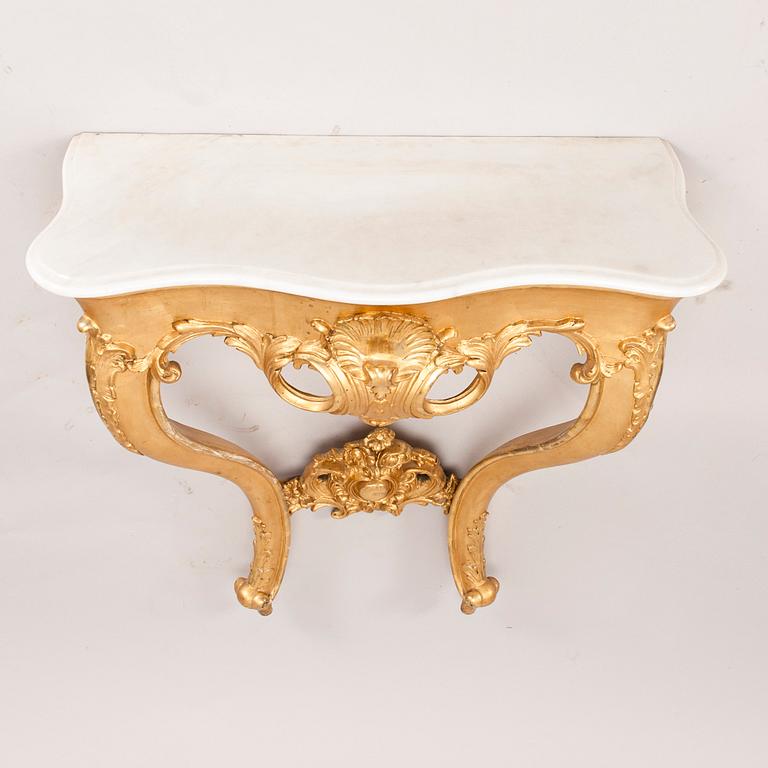 SPEGEL samt KONSOLBORD, rokokostil, sent 1800-tal.