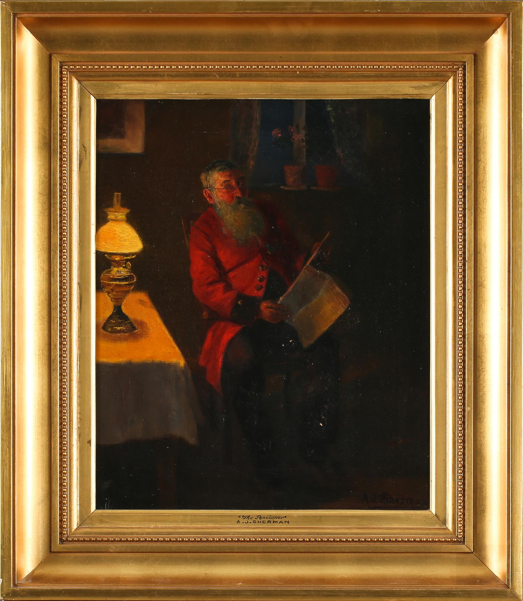 OKÄND KONSTNÄR, olja på duk, signerad A.J Sherman, 1800-tal.