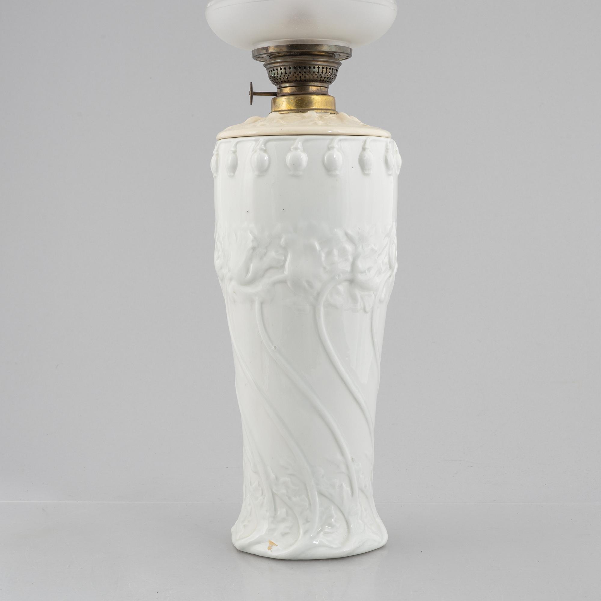 An Art Nouveau kerosene lamp, Gustafsberg, 1916.