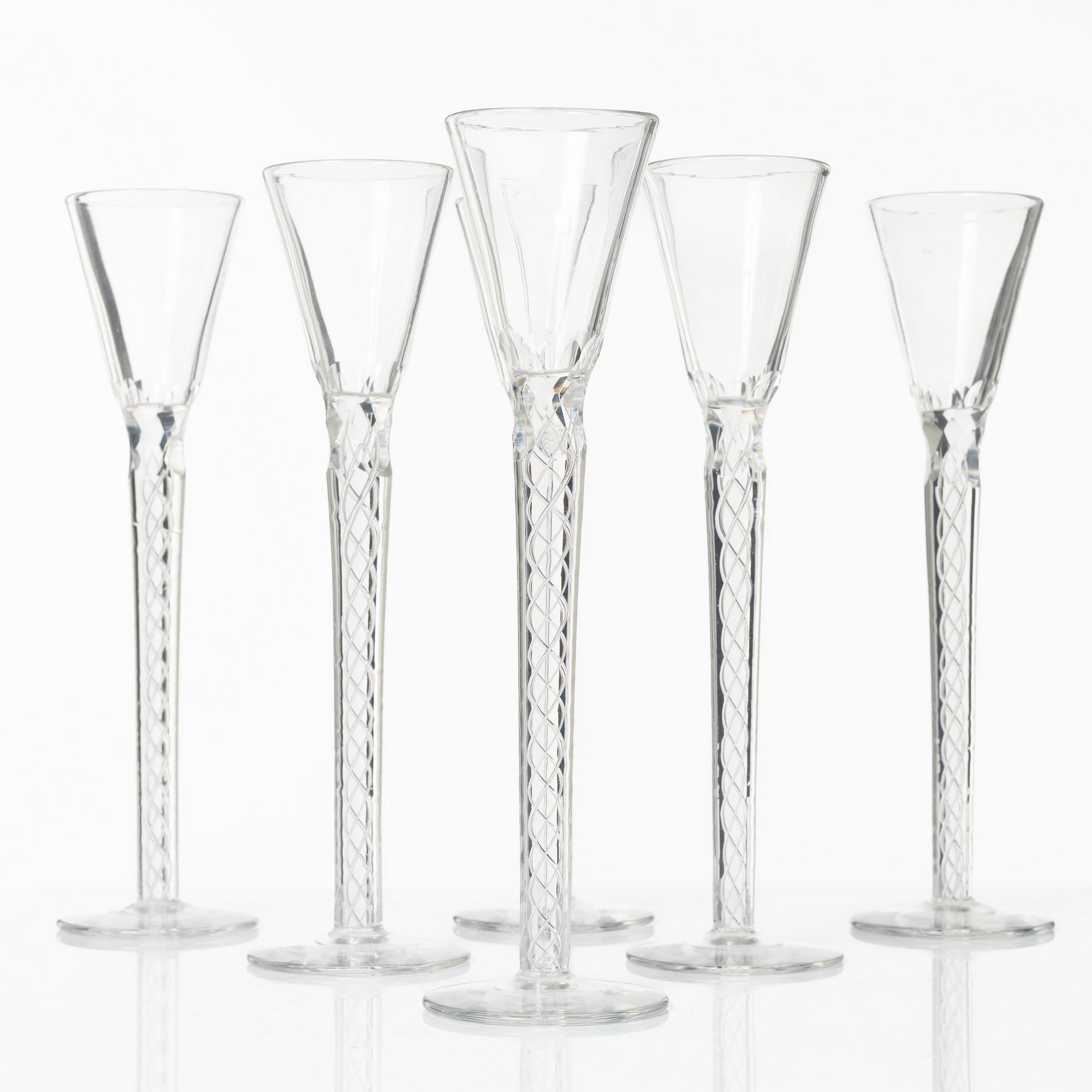 A set of six glasses, Anglo-Irish, 19th century.