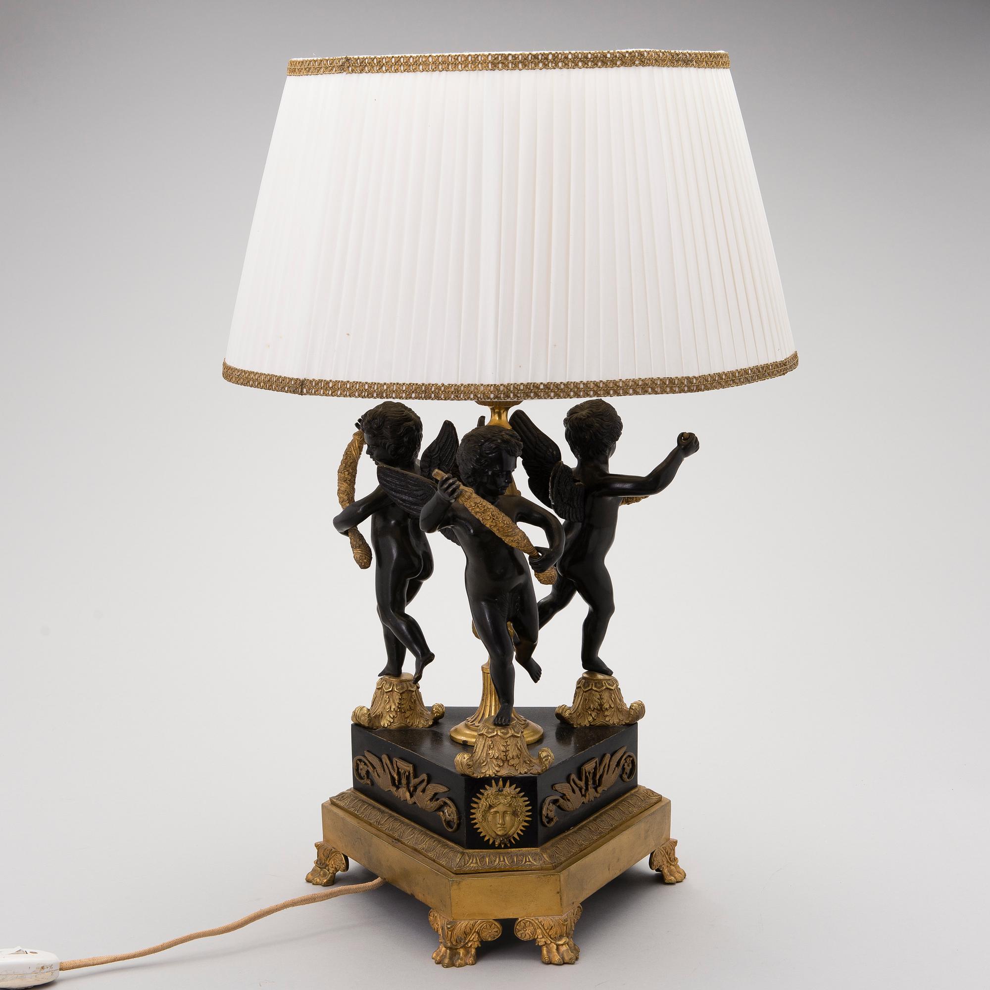 AN EMPIRE STYLE TABLE LAMP, late 19th century.