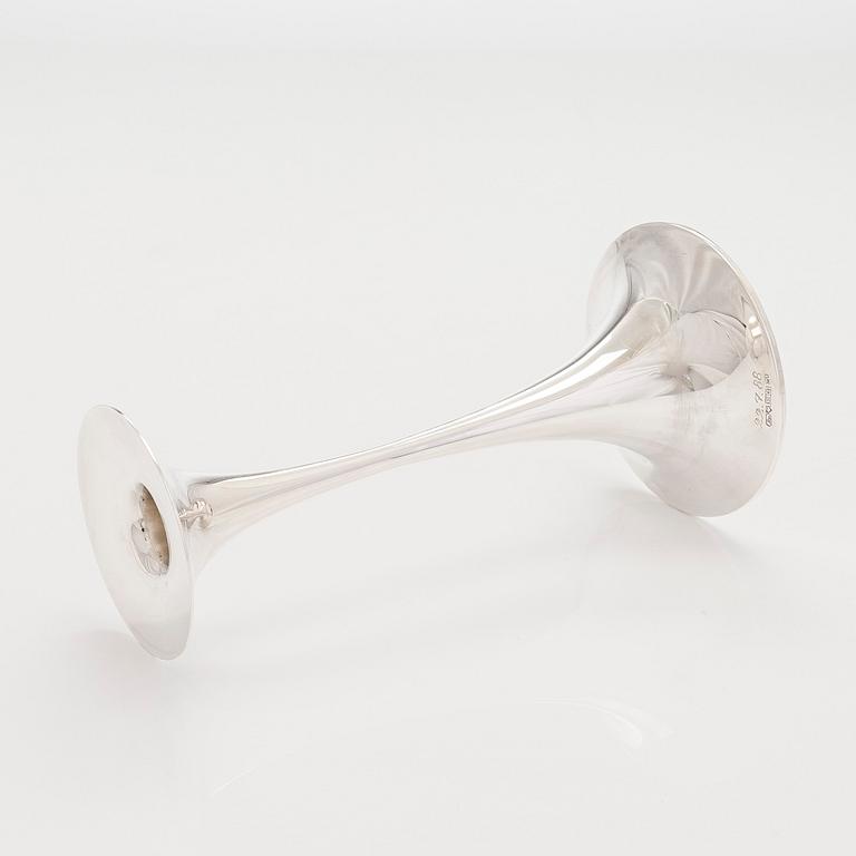 Tapio Wirkkala, ljusstake, silver, "Trumpetti", Kultakeskus, Tavastehus 1987.