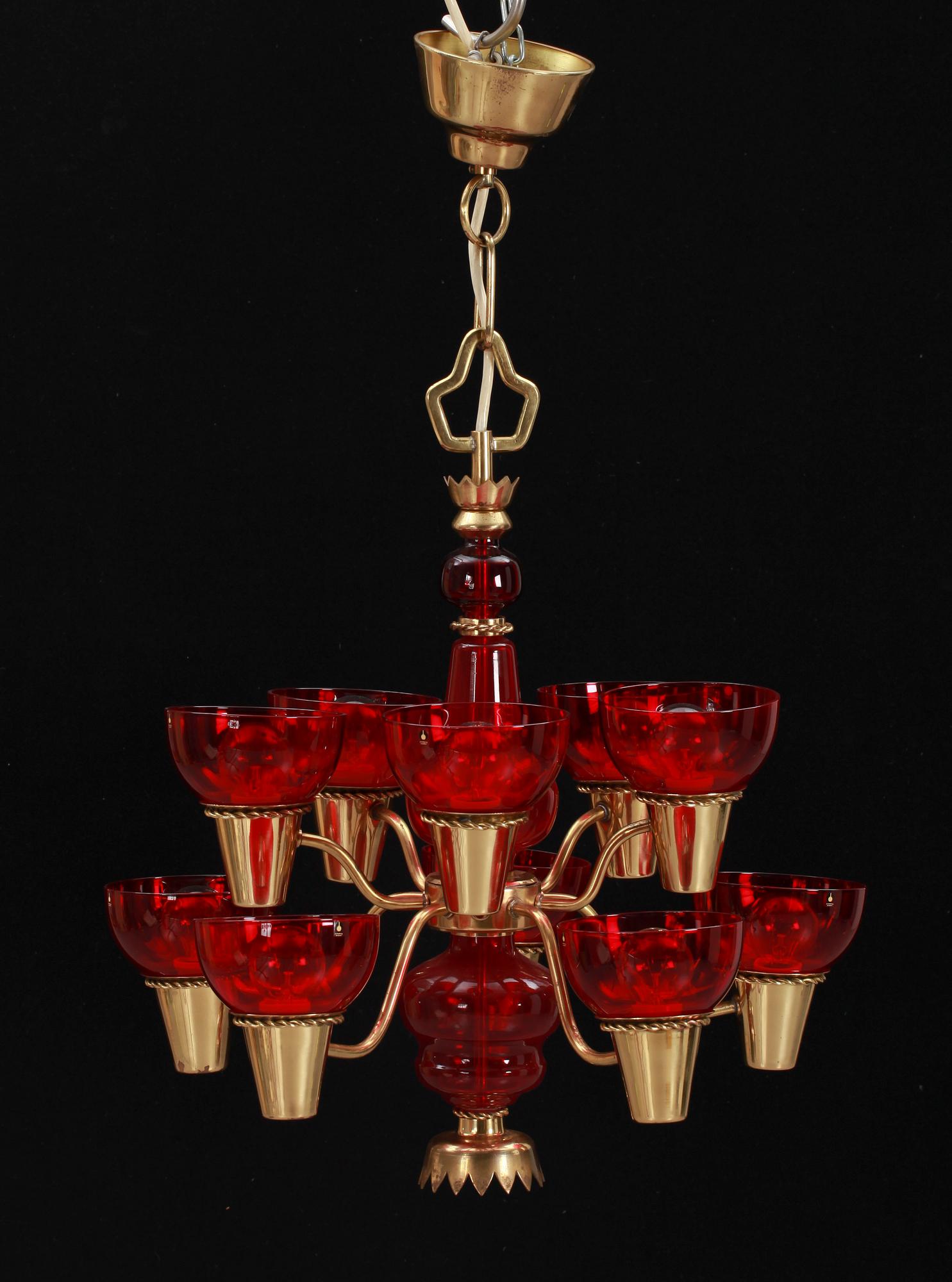 TAKLAMPA, "modell nr 113/10", Hans Bergström, Ateljé Lyktan samt Pukeberg, 1940-tal, tot h 65.