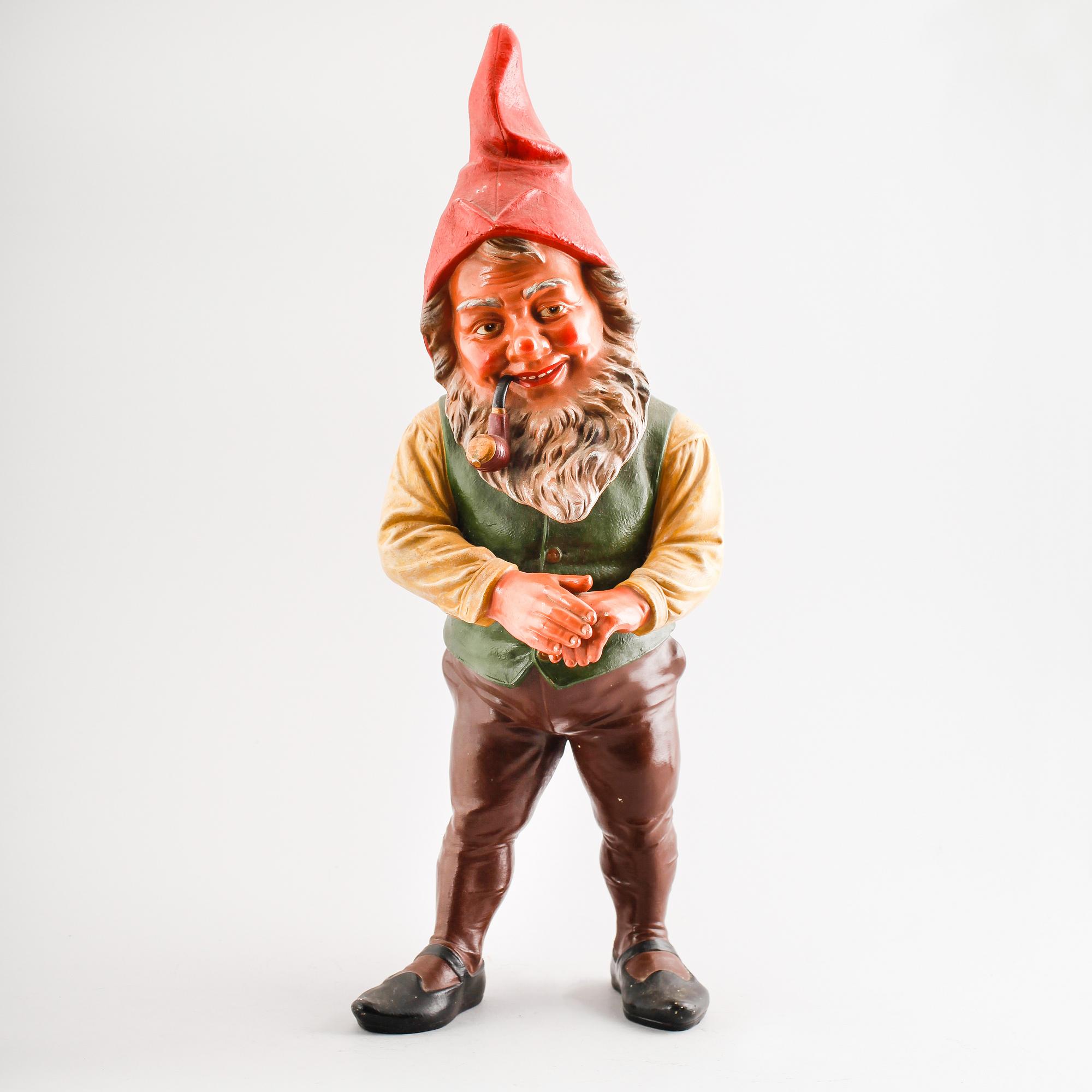 Gnome probably Germany mid-20th century painted terracotta.