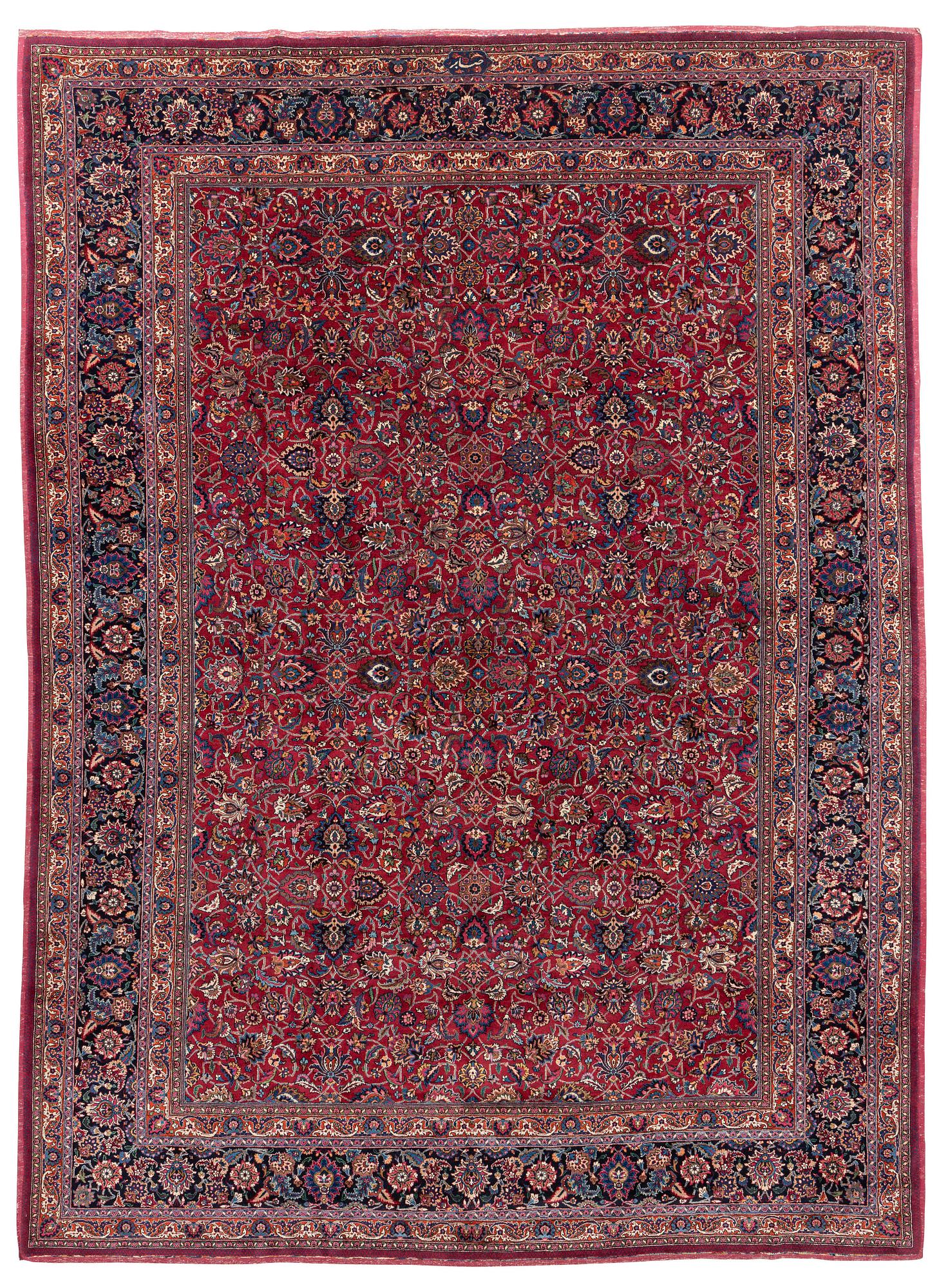 Matta, semiantik Meshed Saber, ca 475 x 349 cm (inklusive slätväv).