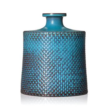 Stig Lindberg, a turquoise glazed stoneware vase, Gustavsberg studio Sweden 1967.