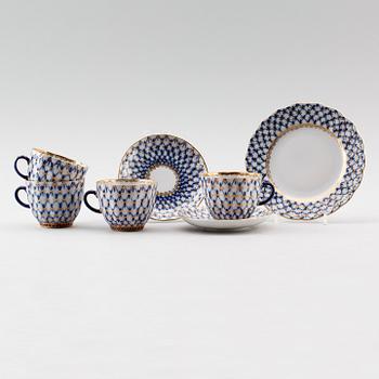 KAFFESERVIS, 22 delar, porslin, Lomonosov, Ryssland, 1900-talets andra hälft.