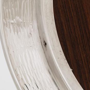 Tapio Wirkkala, four silver beakers, and a rosewood and sterling silver tray, Kultakeskus, Hämeenlinna 1973-74.