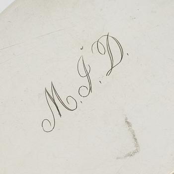 A silver jardiniere and a box,  including mark of Johan Petter Lund, Kristianstad (active 1795-1808).
