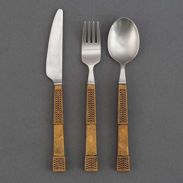 Pentti Sarpaneva, 24 pcs bronze and stainless steel flatware.