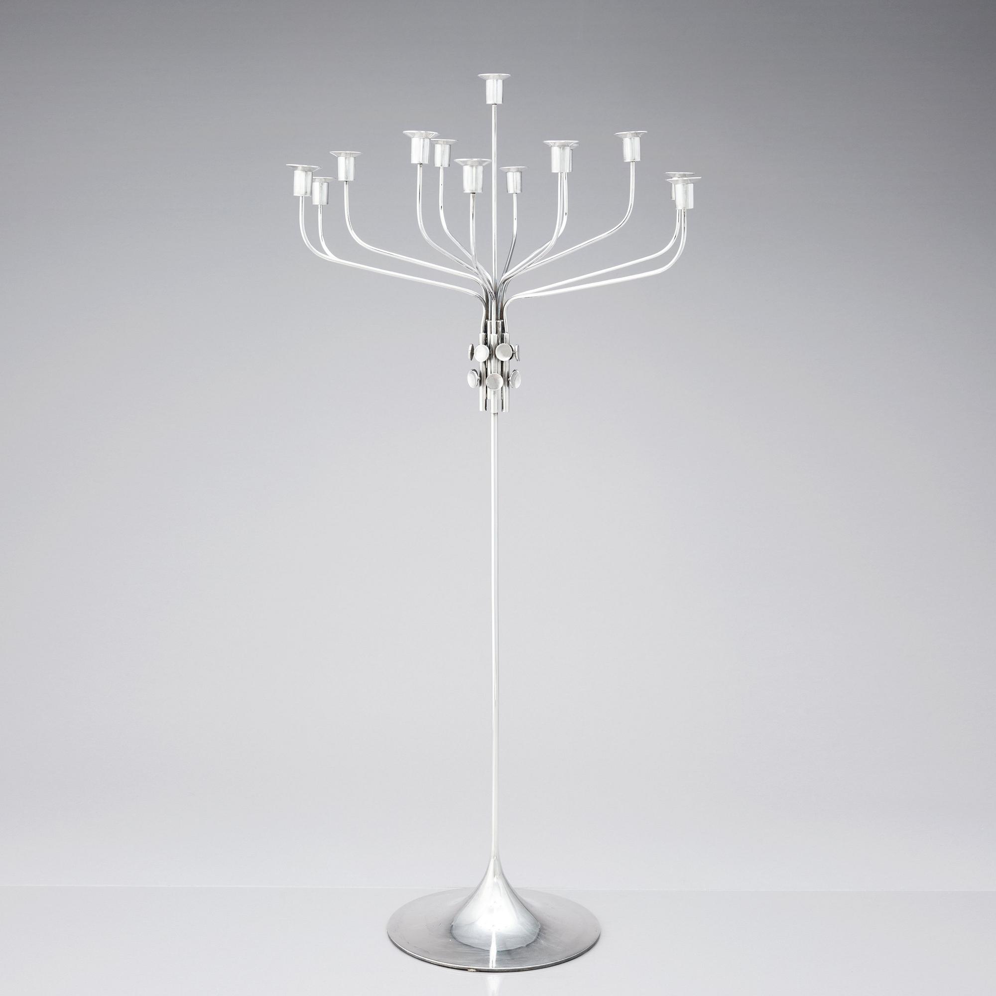 Tapio Wirkkala, a sterling candelabrum for 13 candles 'TW412', Hopeakeskus OY, Finland post 1968.