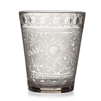 224. A large engraved and cut glass beaker, Northern Europe, 18th Century.