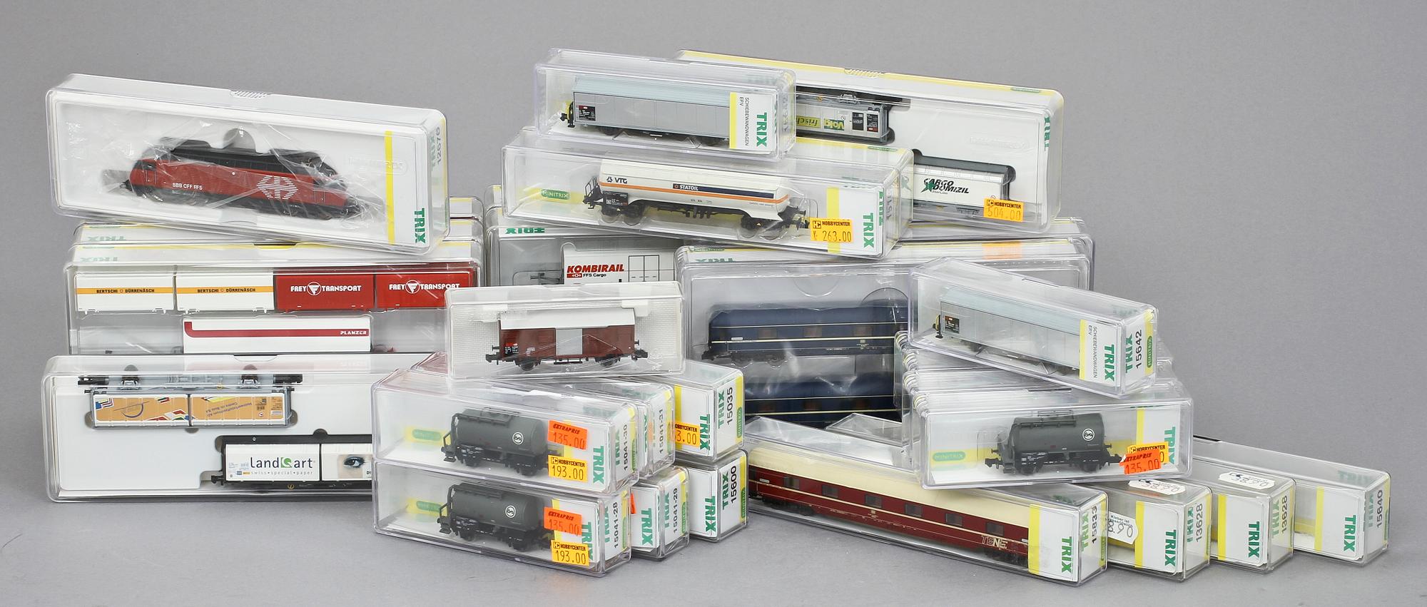 PARTI TÅGBANEDELAR, 29 st, Trix, 1900-talets fjärde kvartal.