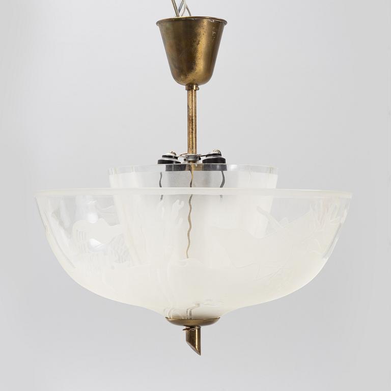 Carl Erik Bodén, a Swedish Modern ceiling lamp, Glössner, 1947.