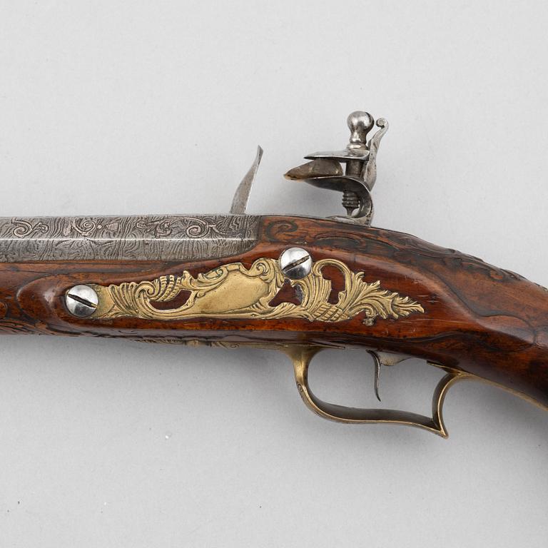 Flintlåspistoler, ett par, Joakim Rosenberg, Stralsund, 1700-talets första hälft.