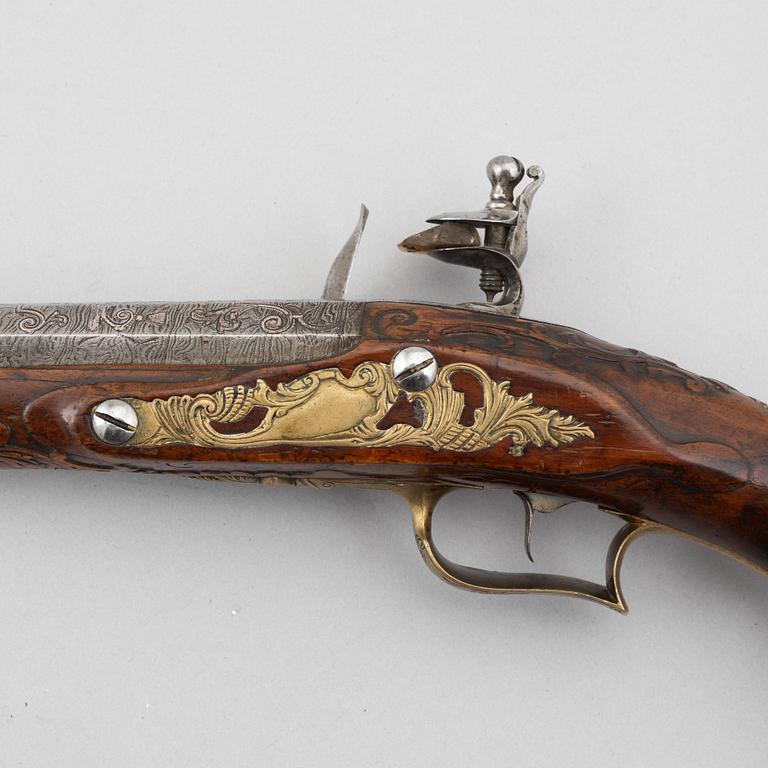 Flintlock pistols, a pair, Joakim Rosenberg, Stralsund, first half of the 18th century.