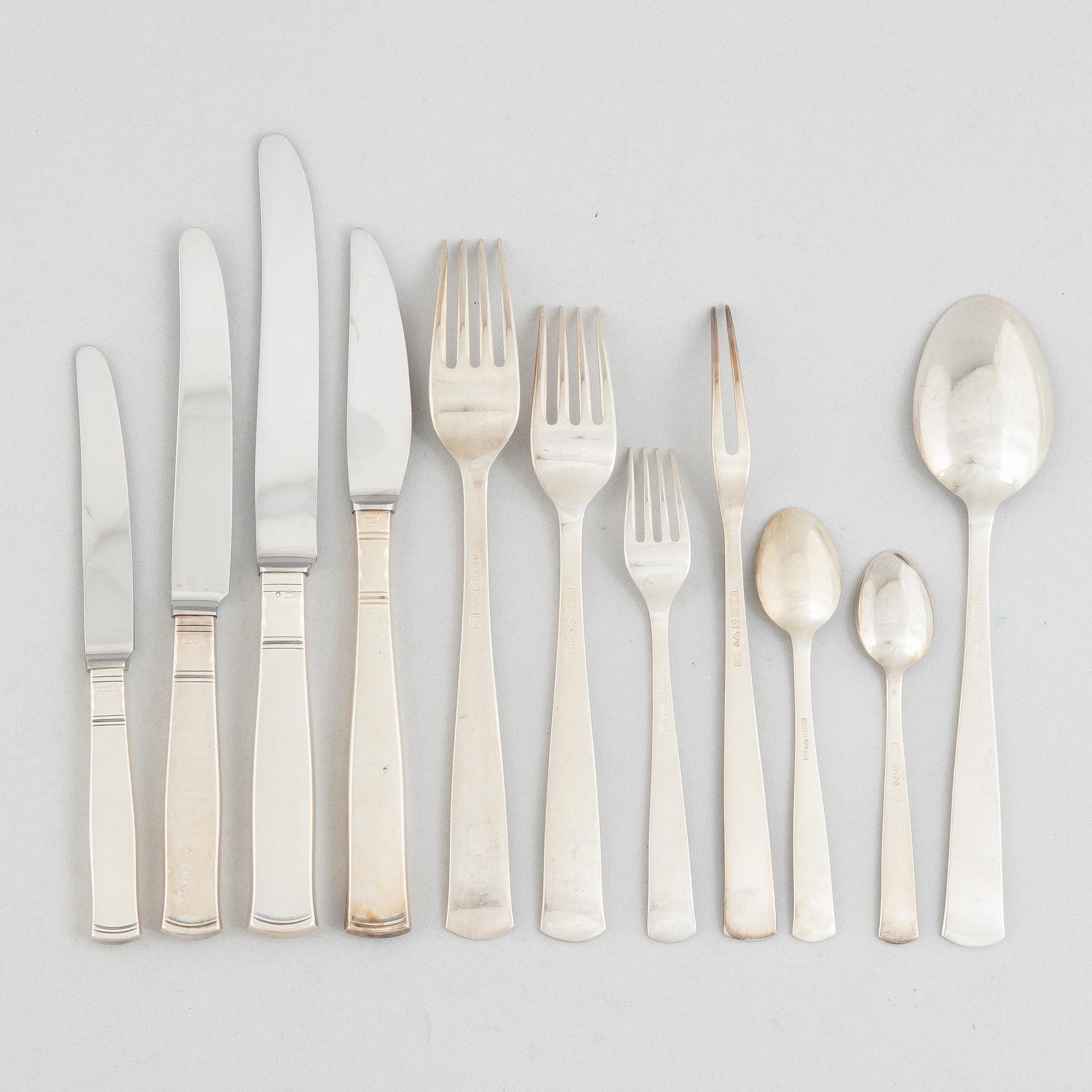 Jacob Ängman, a 169-piece silver cutlery, model 'Rosenholm', GAB, including Stockholm 1959.