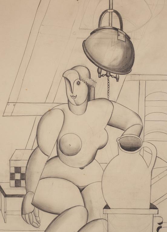 Siri Meyer, signed Siri Meyer and dated -25. Pencil on paper.