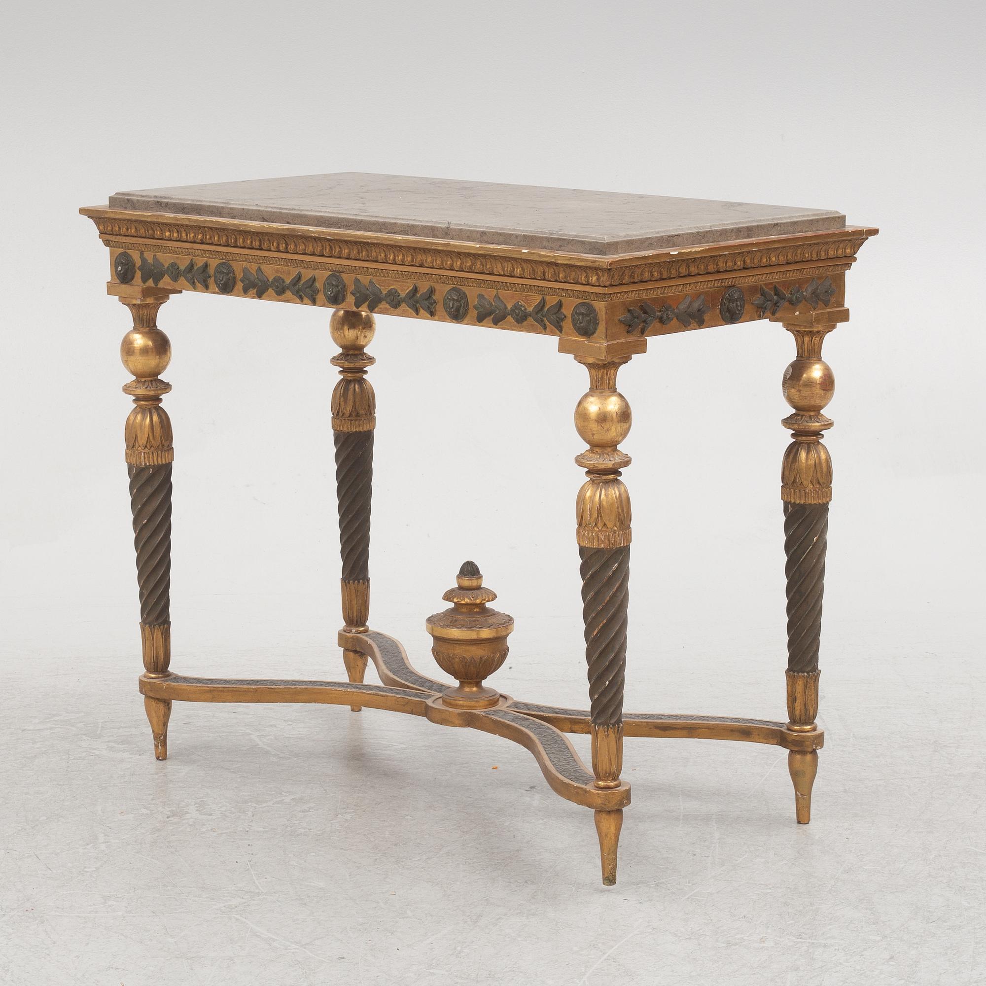 A late Gustavian-style giltwood 'table de milieu', late 19th century.