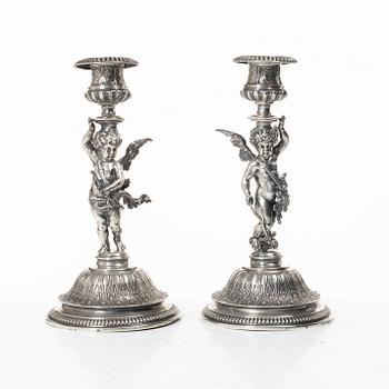 Candelsticks, a pair, silver, 1880s.