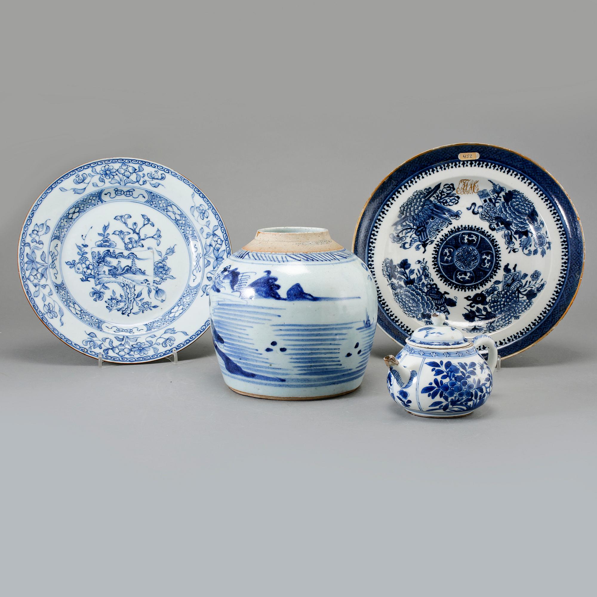 PARTI PORSLIN, 4 delar, Kina, 1700- respektive 1800-tal.