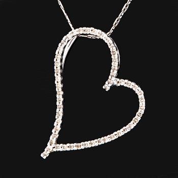 Pendant and chain, 14K whitegold brilliant-cut Diamonds, total length approx 48 cm.