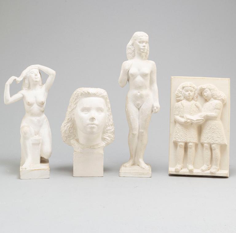 EMIL NÄSVALL, four plaster sculptures.