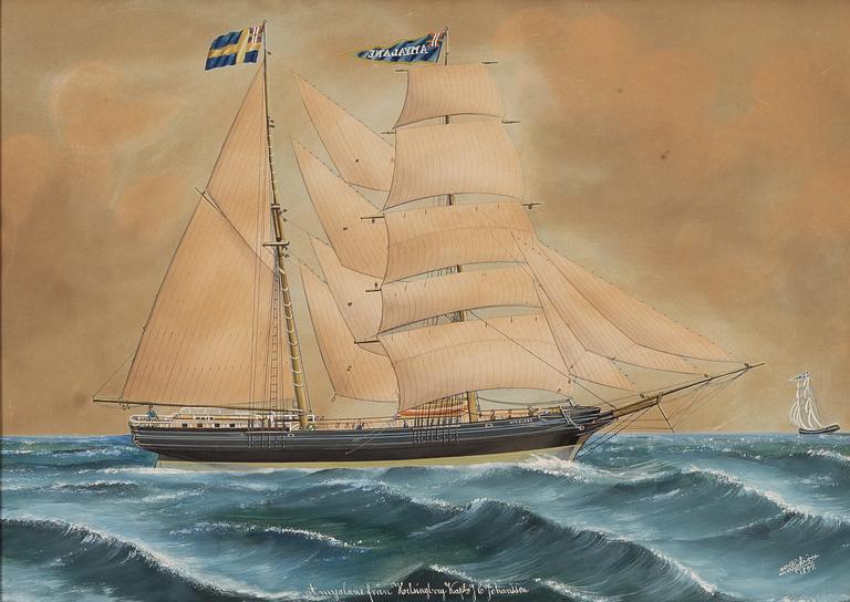 Lars Petter Sjöström, Råsegelskonaren "Amycalene" från Helsingborg (Kaptn E Johansson).