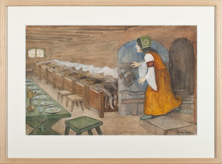 GERDA TIRÉN, gouache, signerad.