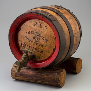 An oak beer barrel from Münchenbryggeriet, Stockholm, first half of the 20th Century.