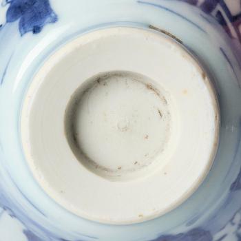 A small blue and white conical bowl, Tianqi/Chongzhen (1635-1650).