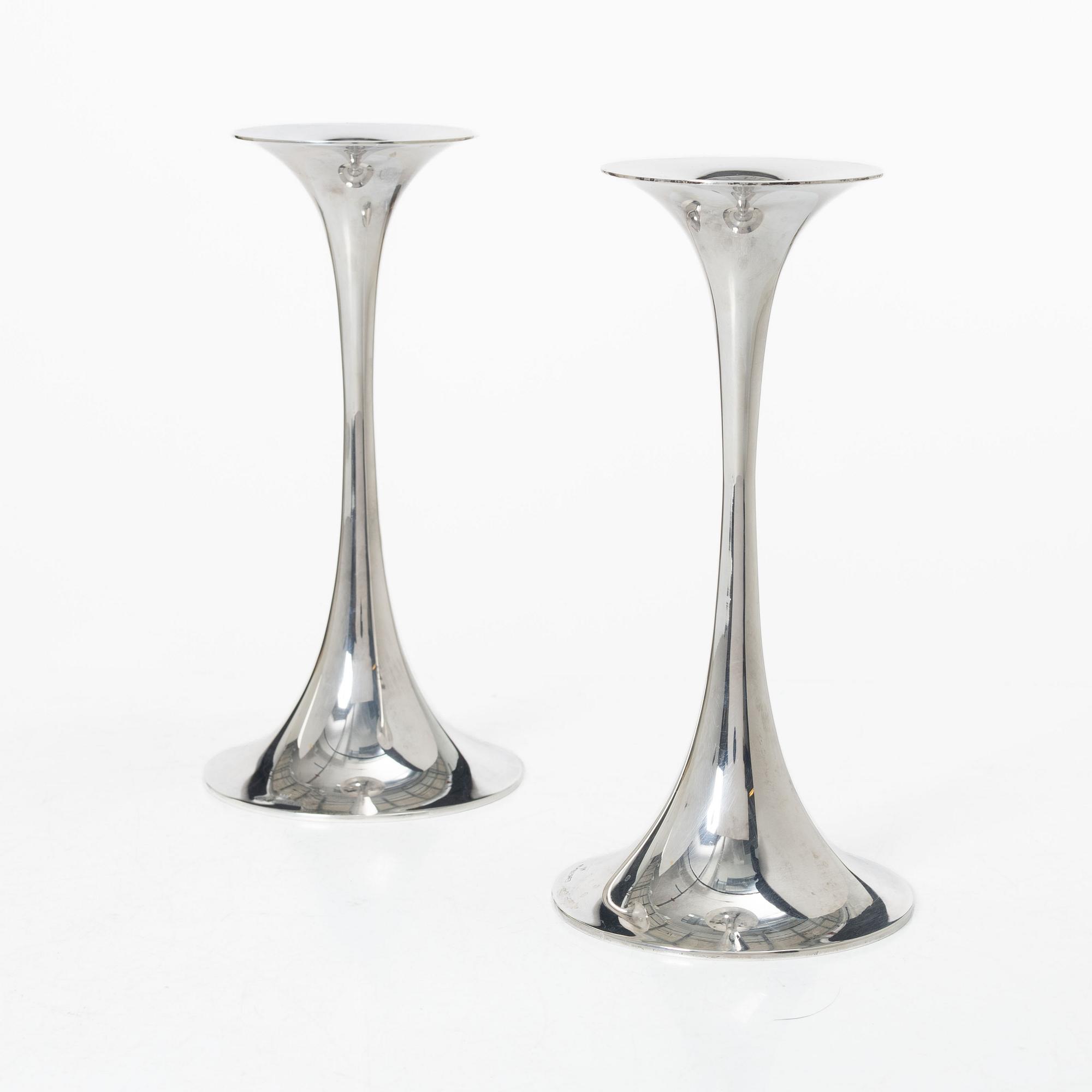 Tapio Wirkkala, Candlesticks, a pair, silver, Kultakeskus Oy, Hämeenlinna 1968-1969.