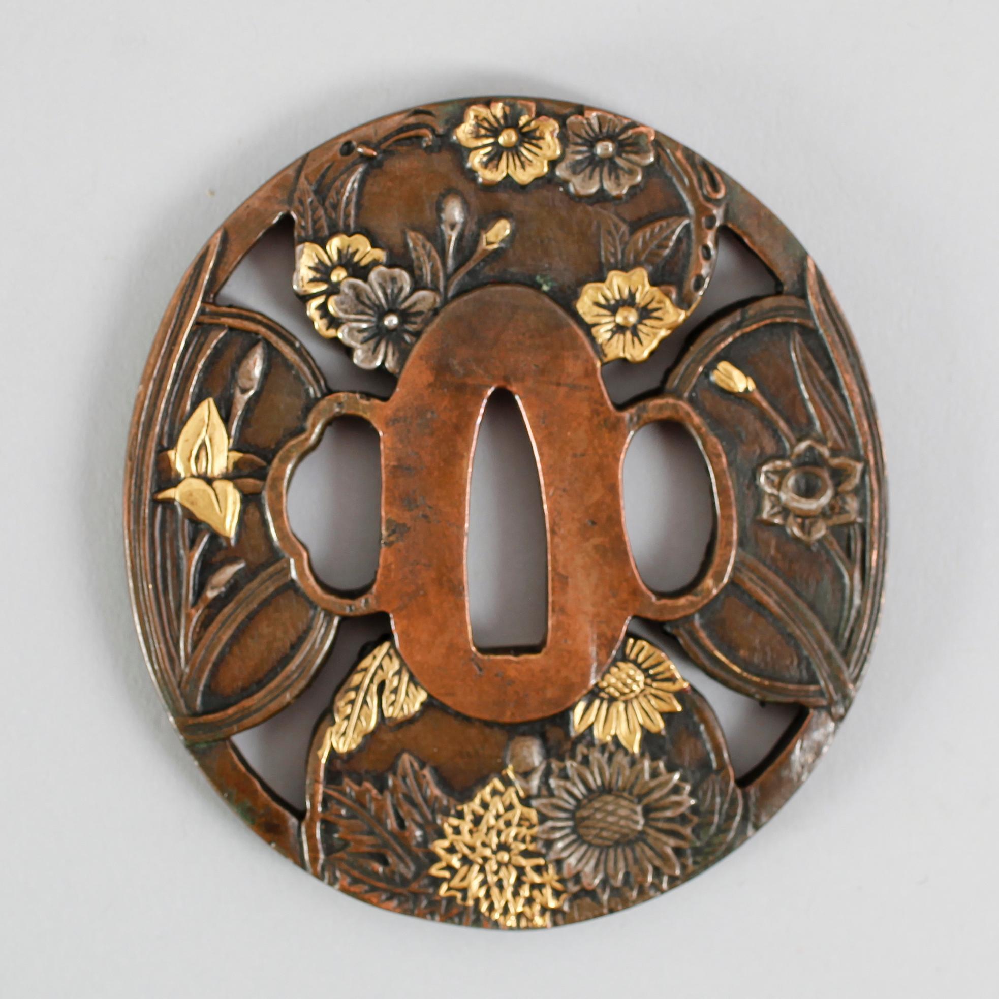TSUBA, brons, Japan, Masahiro, 1800-tal.