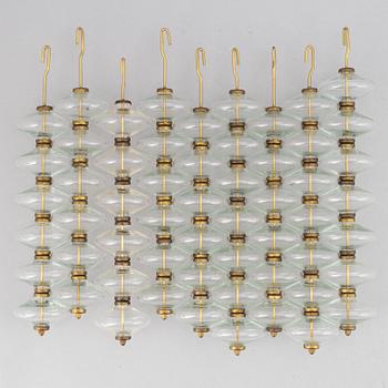 Hans-Agne Jakobsson, an 'Estrella V-258' brass and glass ceiling light, Markaryd, probably 1960's.