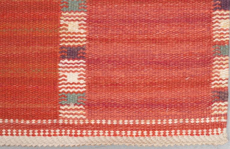 Barbro Nilsson, A runner, "Falurutan, röd Borås", flat weave, ca 205 x 83 cm, signed AB MMF BN.