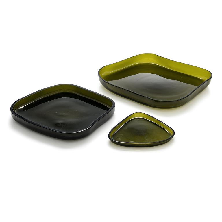 Alvar Aalto, fat, 3 st, modell 3900-37-39-40 signerade Alvar Aalto Iittala -56.